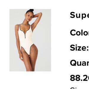 ALO supernova bodysuit black and white zip up onesie size small